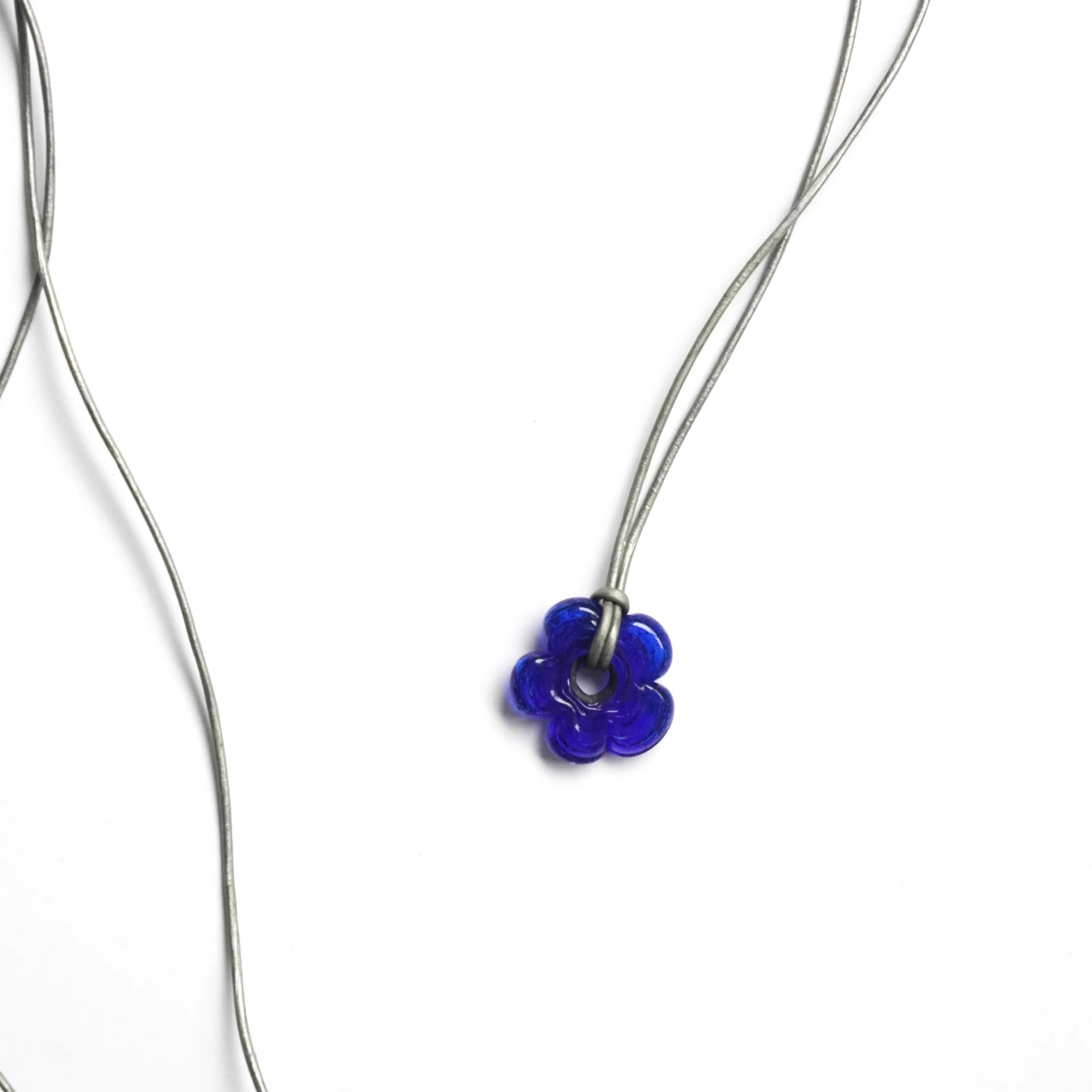 Mini Dark Blue Flower Necklace - Image 4