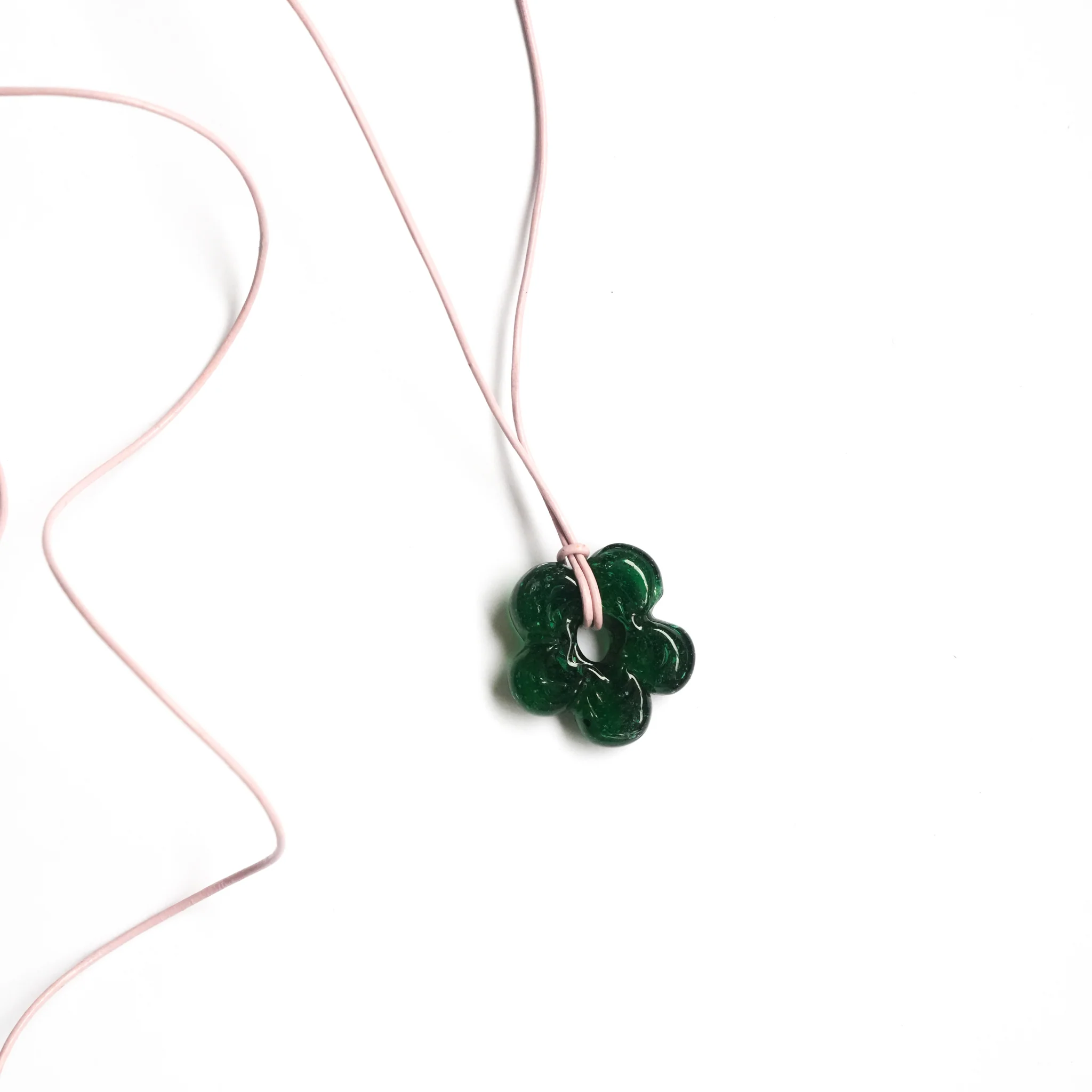 Mini Dark Green Flower Necklace - Image 5