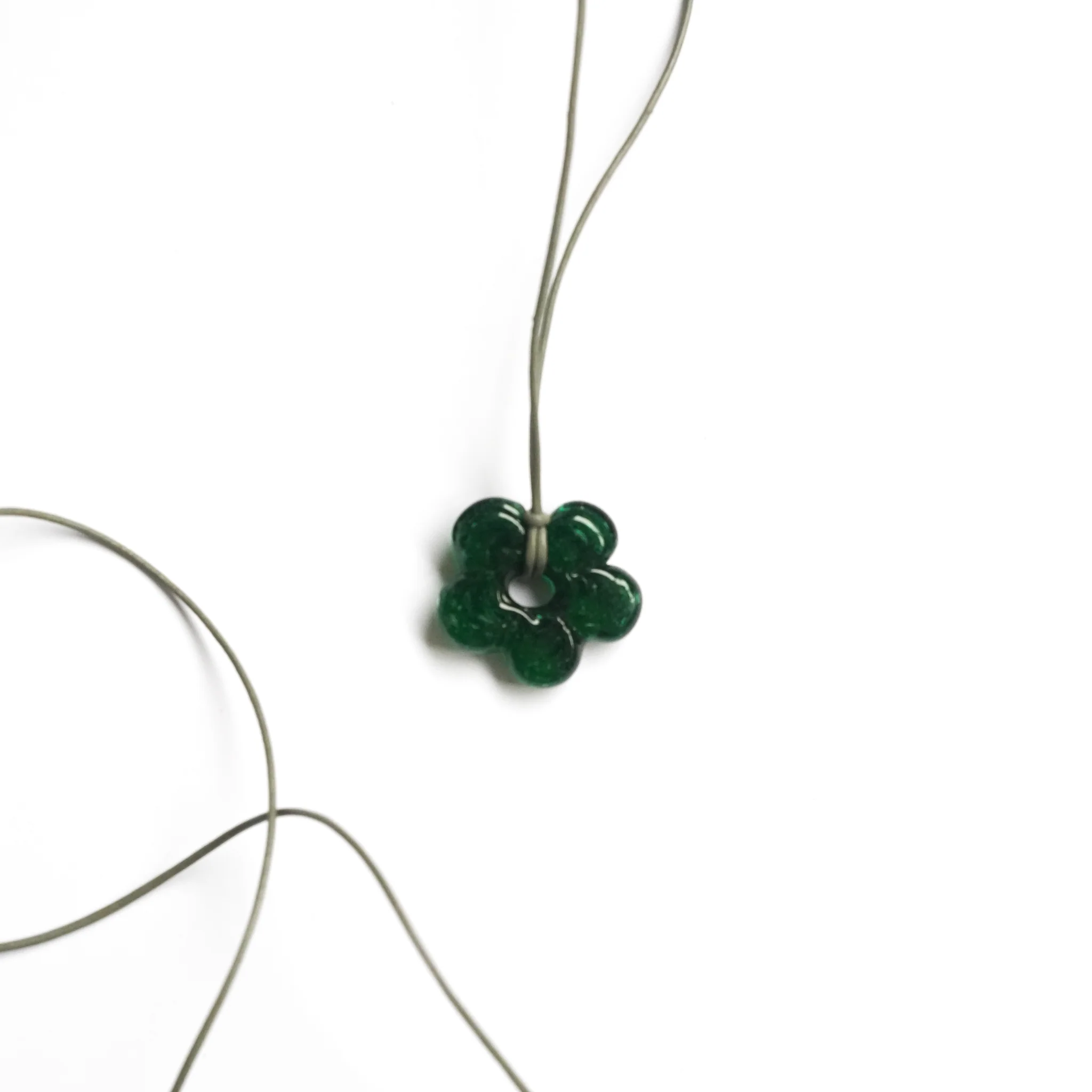 Mini Dark Green Flower Necklace - Image 6