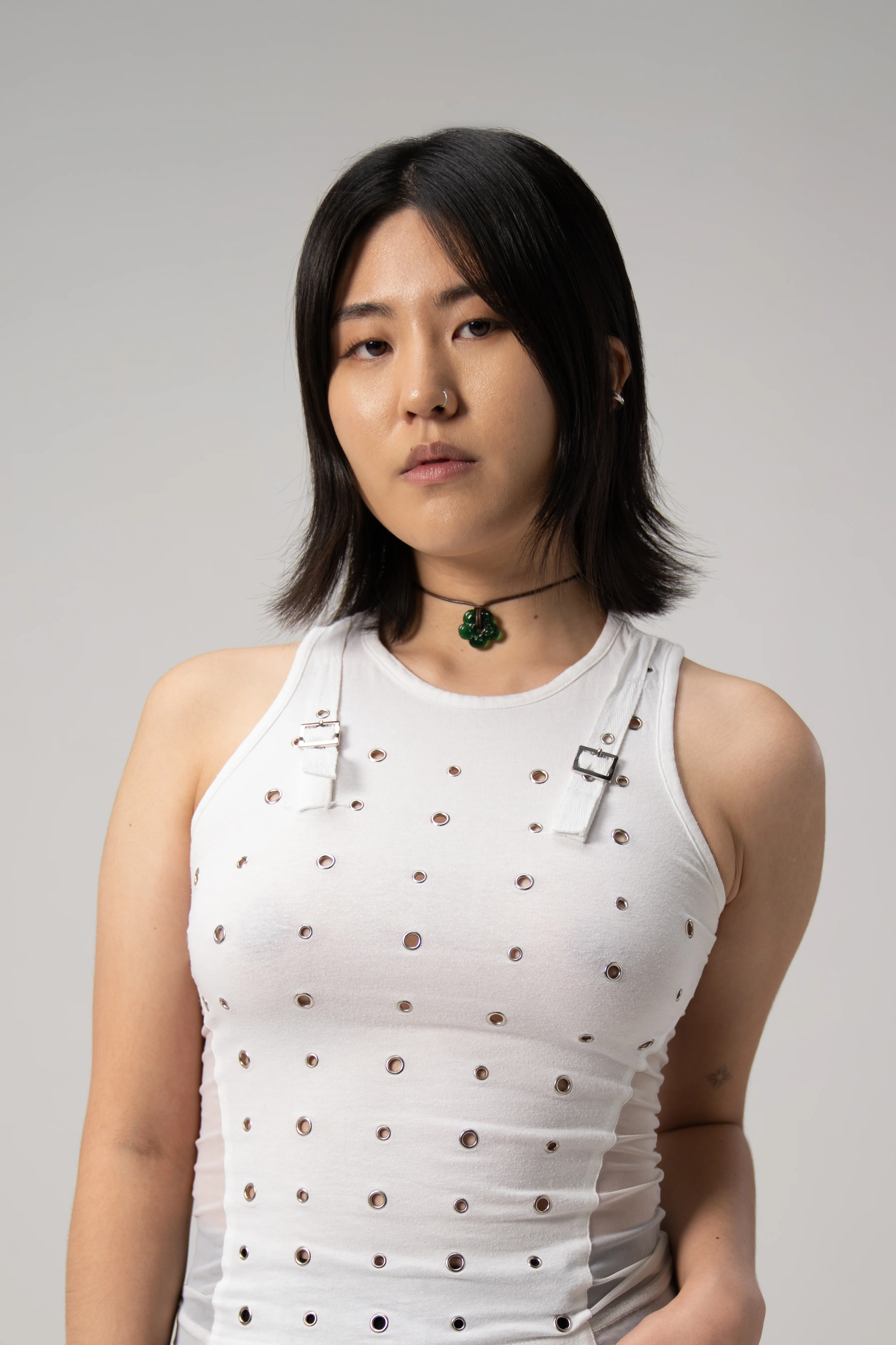 Mini Dark Green Flower Necklace - Image 8